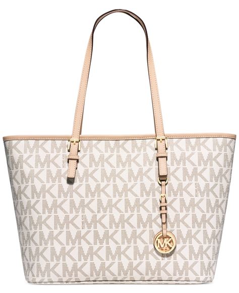 michael kors jet set logo tote white|Michael Kors large open tote.